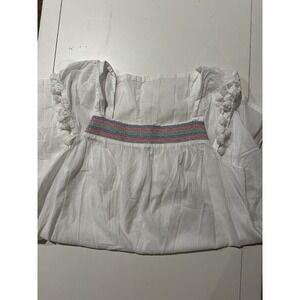 J. CREW White Embroidered Linen Beach Swimsuit Cover-Up Tunic Tassel Sz L